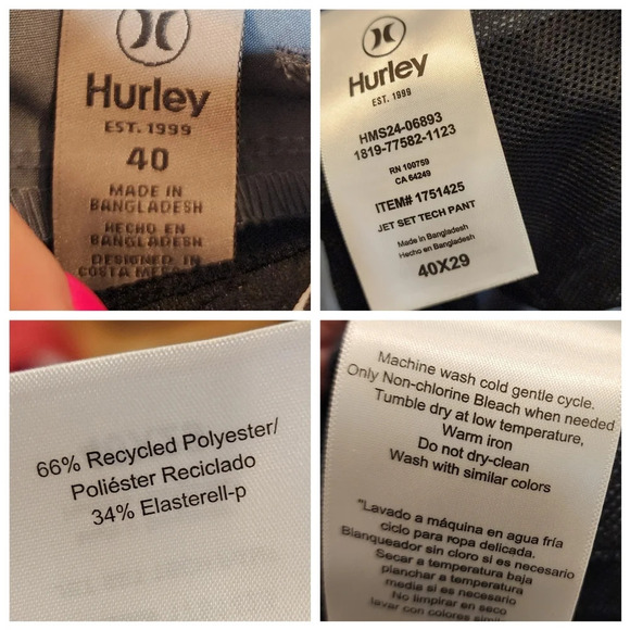 NWT Hurley 40×29 Blue Tech Pants 4 pockets. - Picture 2 of 15